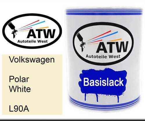 Volkswagen, Polar White, L90A: 1L Lackdose, von ATW Autoteile West.